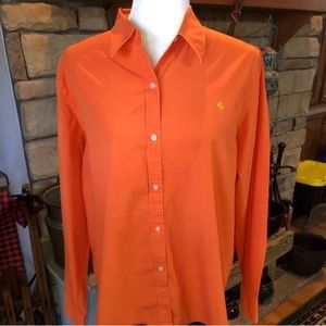 LAUREN RALPH LAUREN SIZE XLARGE ORANGE LONG SLEEVE BUTTON UP WITH YELLOW